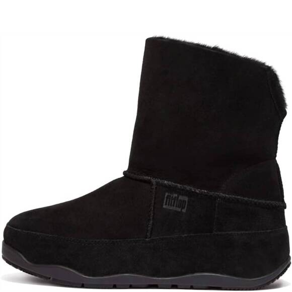 NEW FITFLOP women's mukluk shorty boots in black suede - Picture 2 of 6